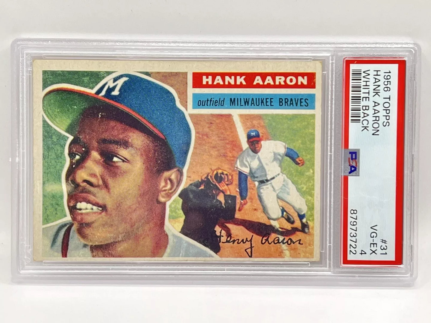 1956 Topps Hank Aaron White Back #31 PSA 4 Braves