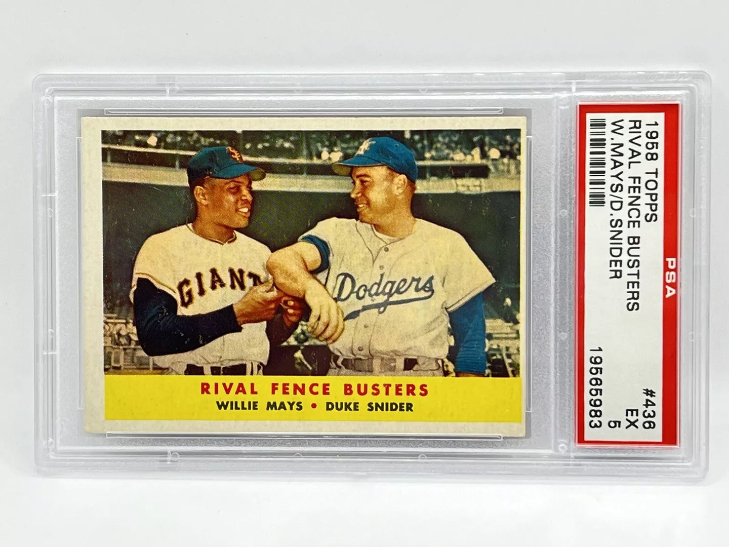 1958 Topps Rival Fence Busters Willie Mays Duke Snider PSA 5