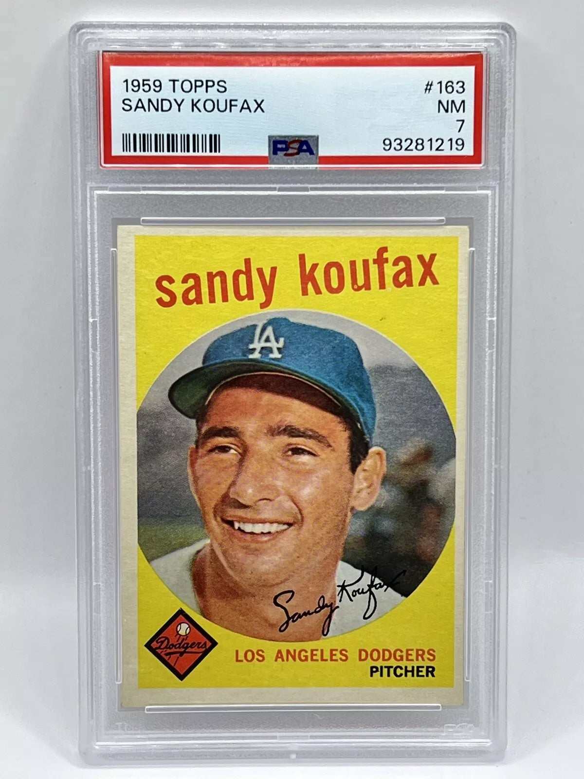 1959 Topps Sandy Koufax #163 PSA 7 Dodgers Clean Copy