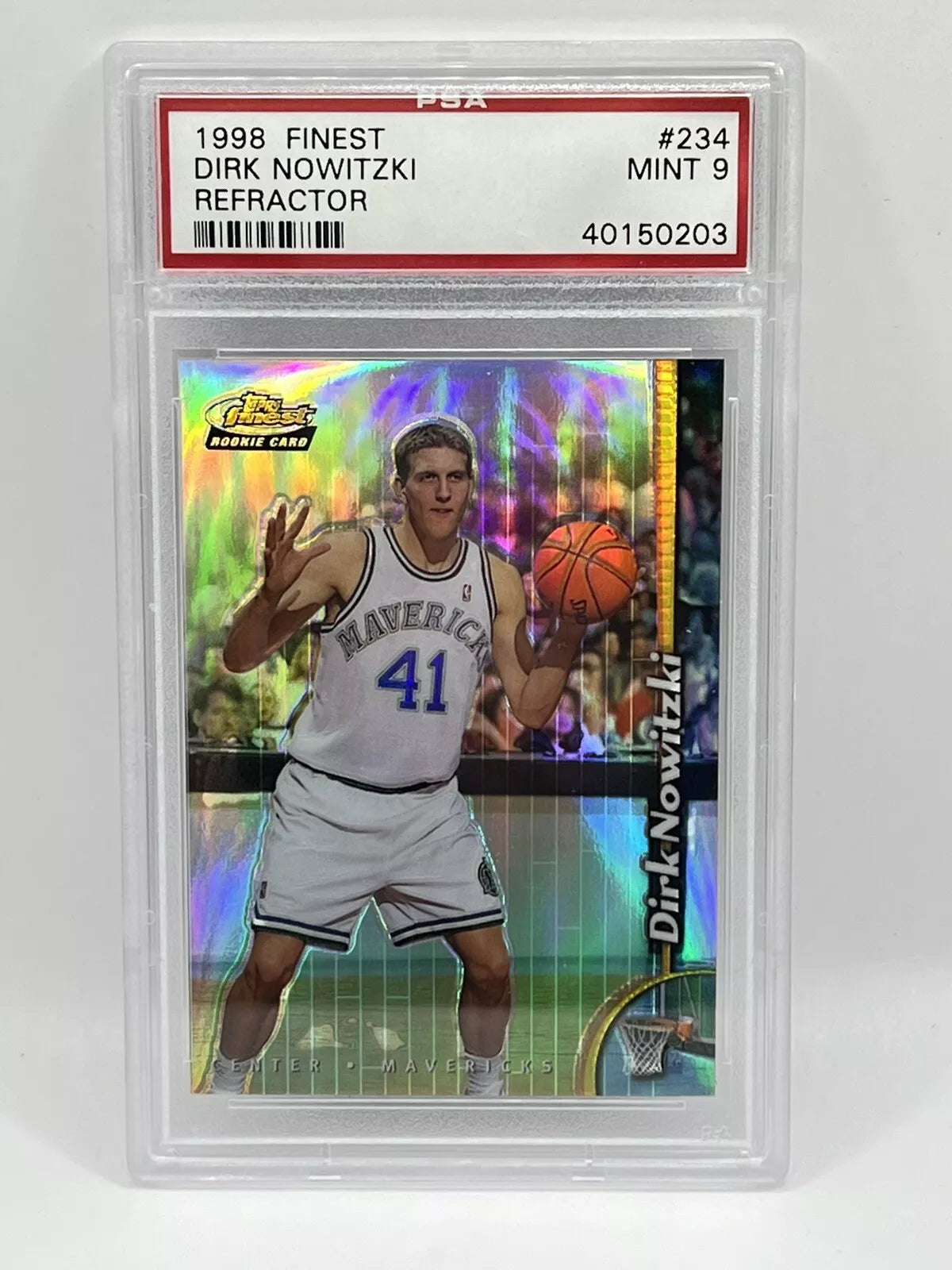 1998 Topps Finest Dirk Nowitzki Rookie Refractor PSA 9 Mavericks