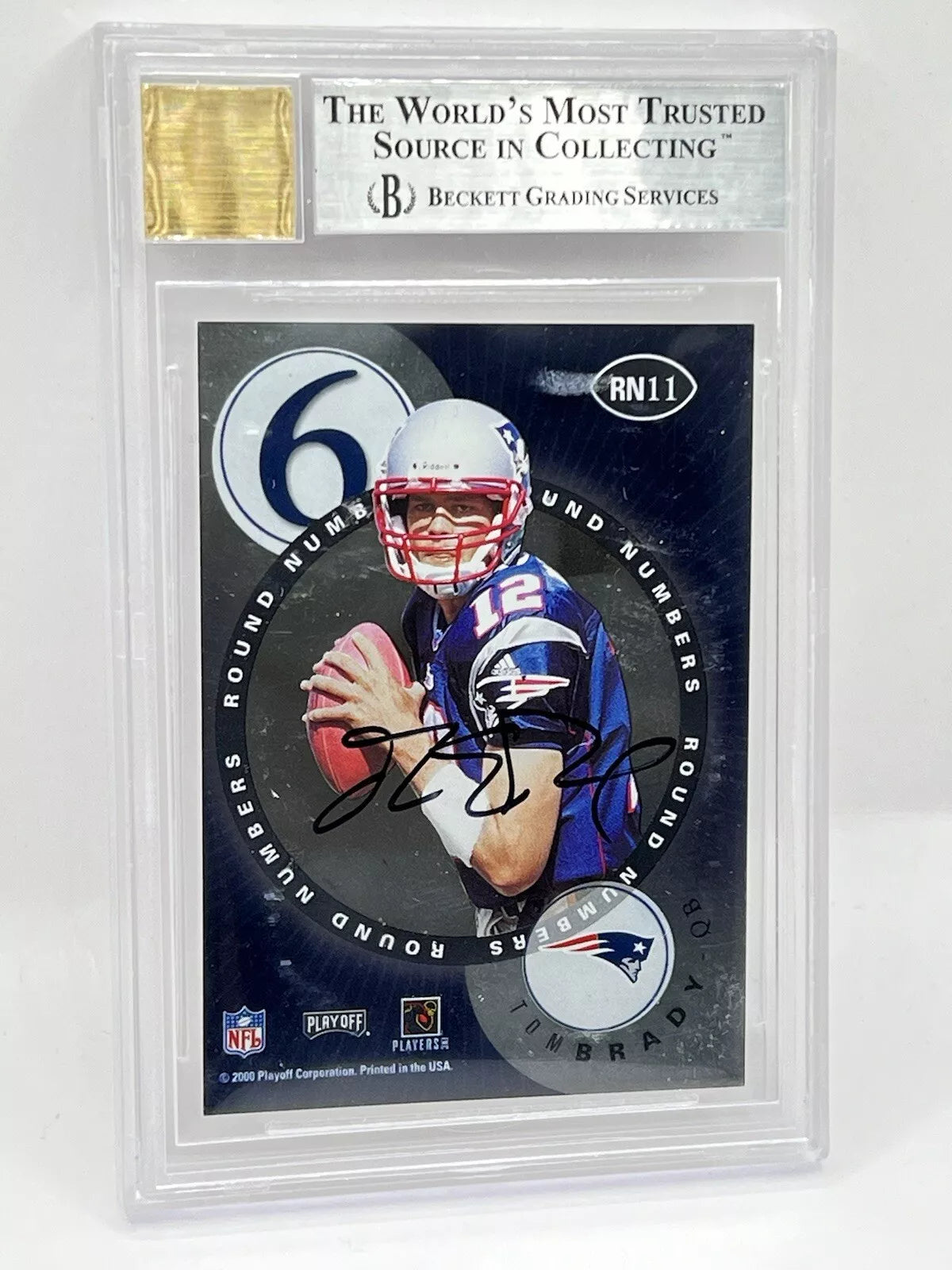 2000 Playoff Contenders Tom Brady Rookie Round Numbers Auto BGS 8.5 Patriots