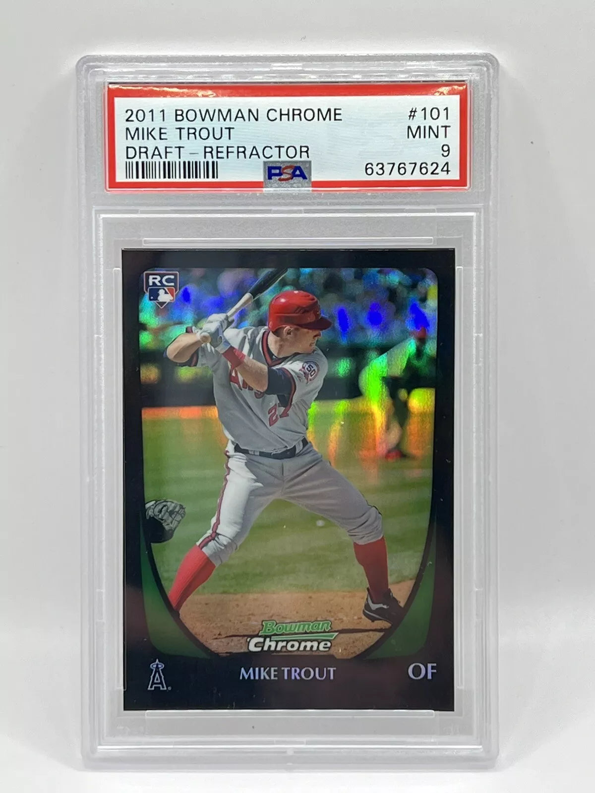 2011 Bowman Chrome Mike Trout Draft Rookie Refractor PSA 9 Angels