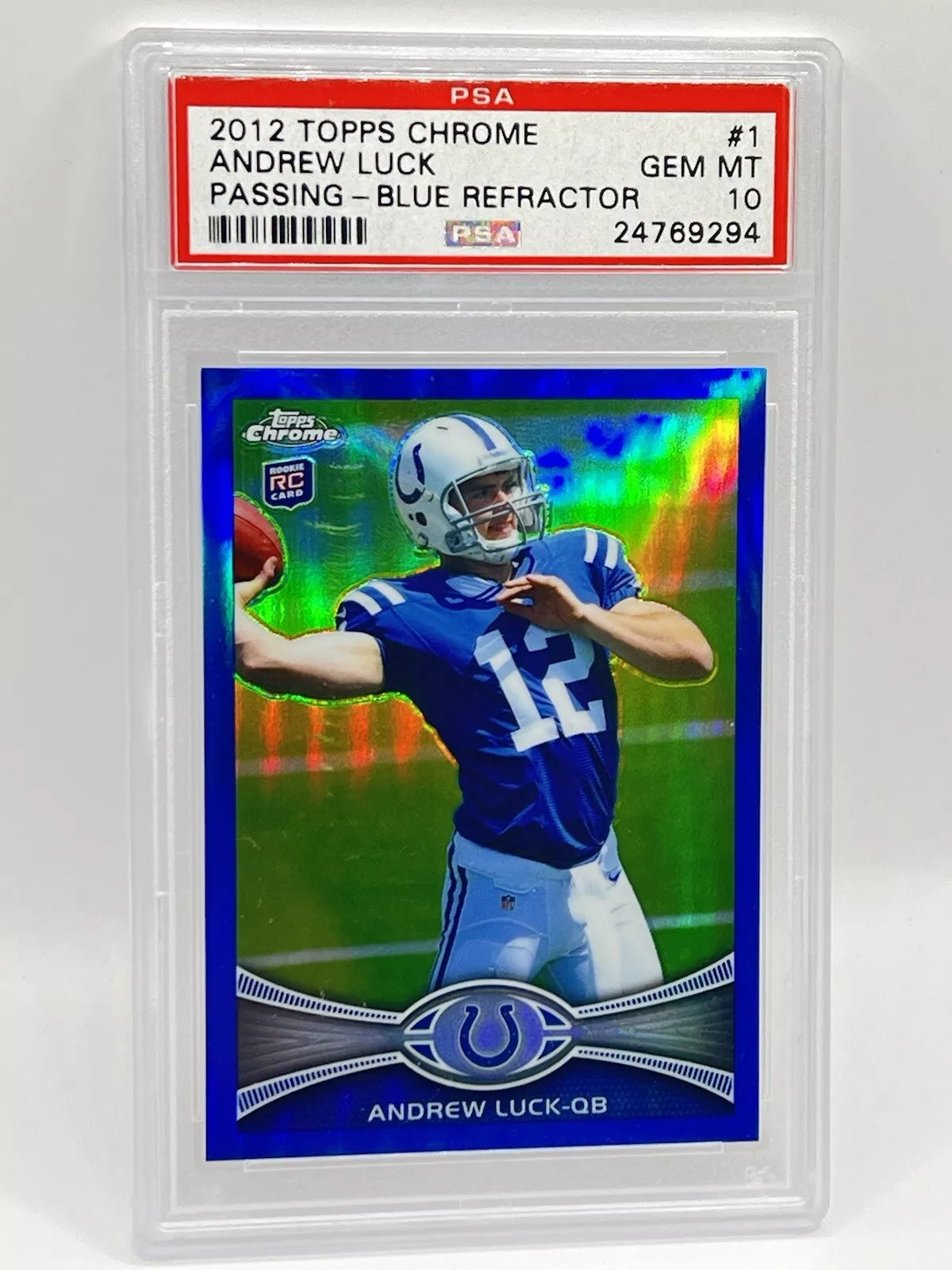 2012 Topps Chrome Andrew Luck RC Passing Blue Refractor /199 PSA 10 #1