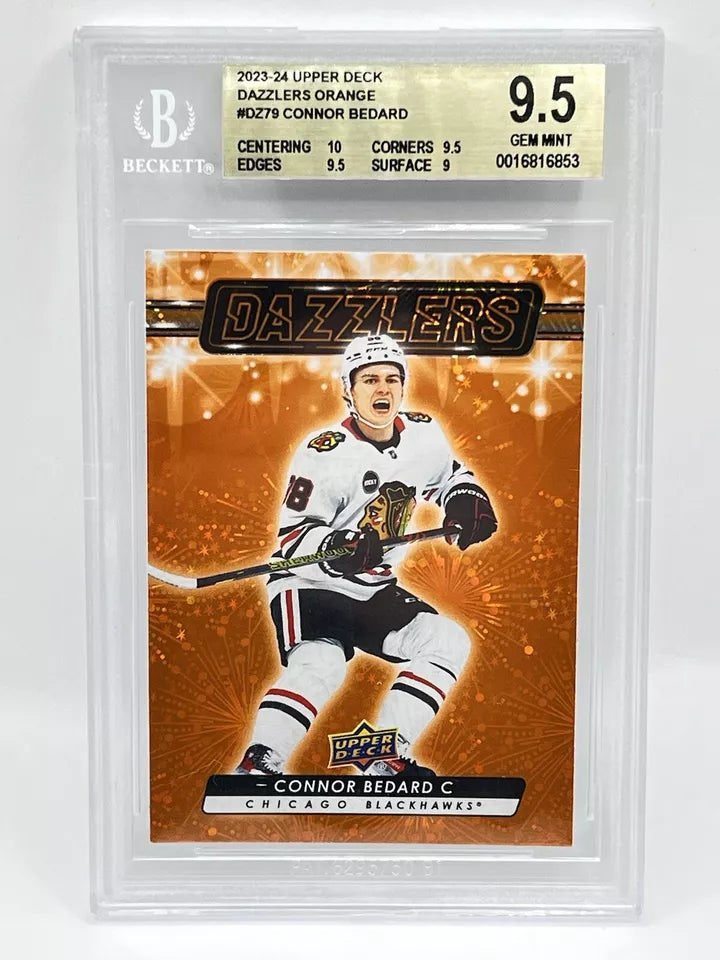 2013 Upper Deck Connor Bedard Rookie Orange Dazzlers BGS 9.5 Blackhawks