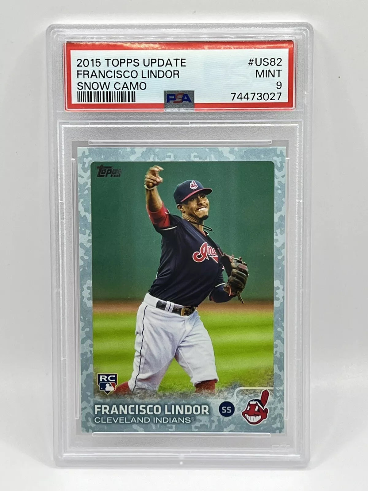 2015 Topps Update Francisco Lindor Snow Camo Rookie /99 PSA 9 Indians Mets