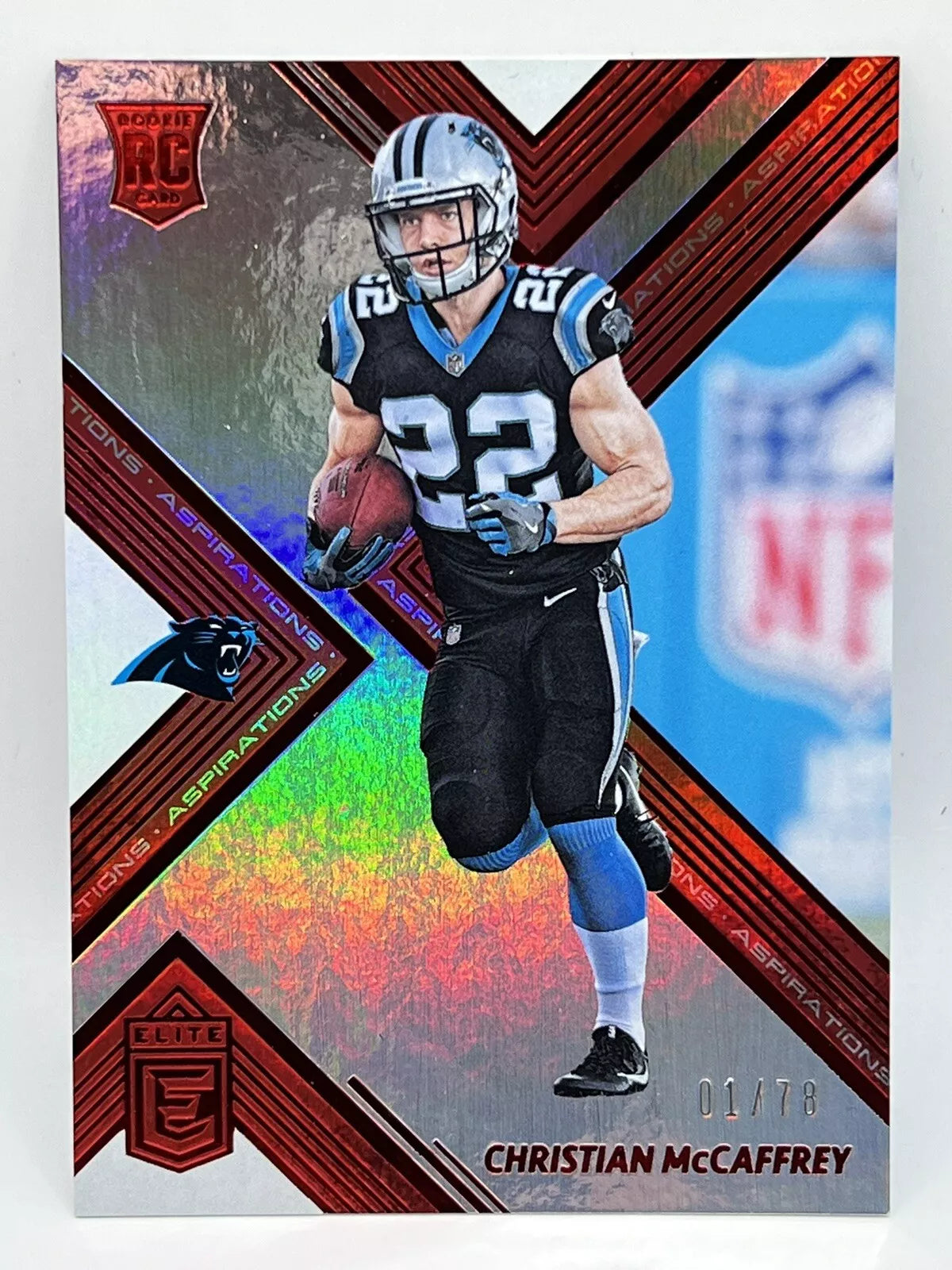 2017 Panini Elite Christian McCaffrey Red Rookie Aspirations 1/78 Panthers 49ers