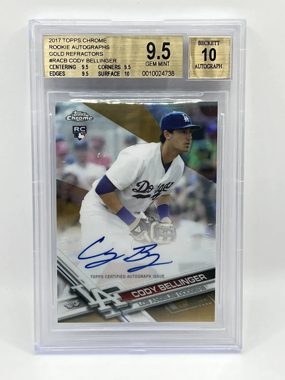 2017 Topps Chrome Cody Bellinger Rookie Gold Auto /50 BGS 9.5/10 Cubs Dodgers