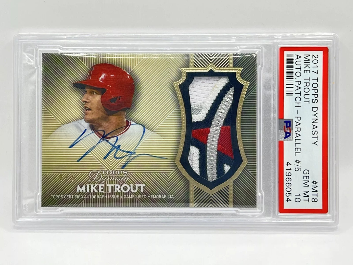 2017 Topps Dynasty Mike Trout Logo Patch Auto /5 PSA 10 Angels