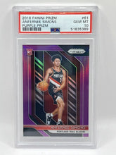 Load image into Gallery viewer, 2018 Panini Prizm Anfernee Simons Purple Rookie /75 PSA 10 Blazers
