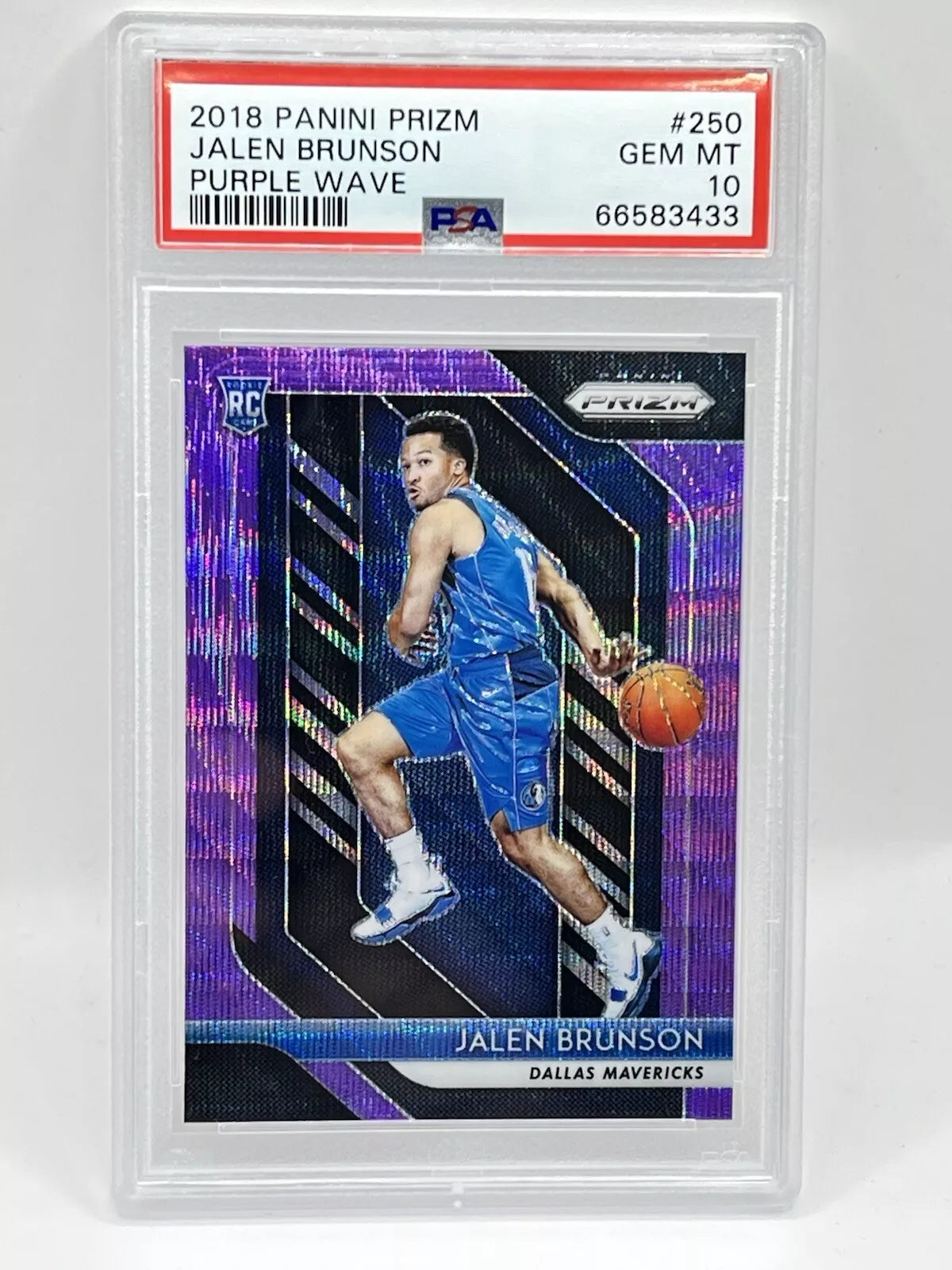 2018 Panini Prizm Jalen Brunson RC Purple Wave PSA 10 #250 Mavericks