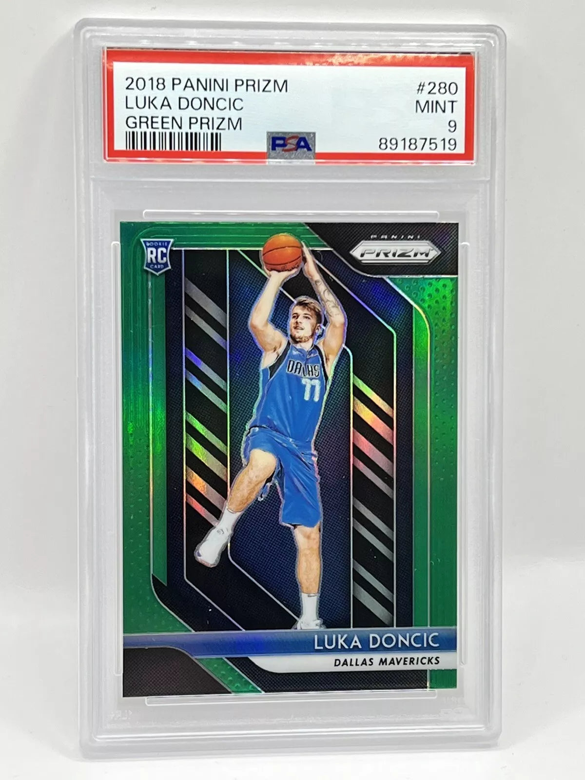 2018 Panini Prizm Luka Doncic Green Rookie PSA 9 Mavericks