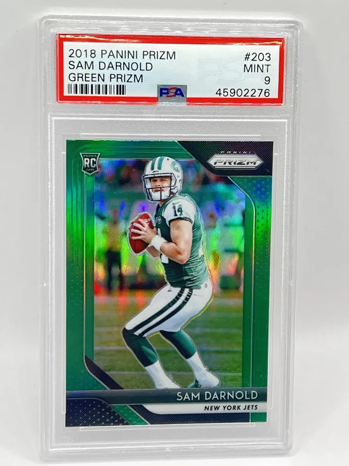 2018 Panini Prizm Sam Darnold RC Green Prizm PSA 9 #203