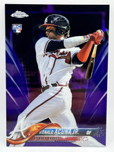 Load image into Gallery viewer, 2018 Topps Chrome Ronald Acuna Jr Purple Refractor Rookie /250 Braves
