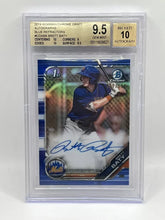 Load image into Gallery viewer, 2019 Bowman Chrome Brett Baty 1st Blue Refractor Auto BGS 9.5/10 Mets
