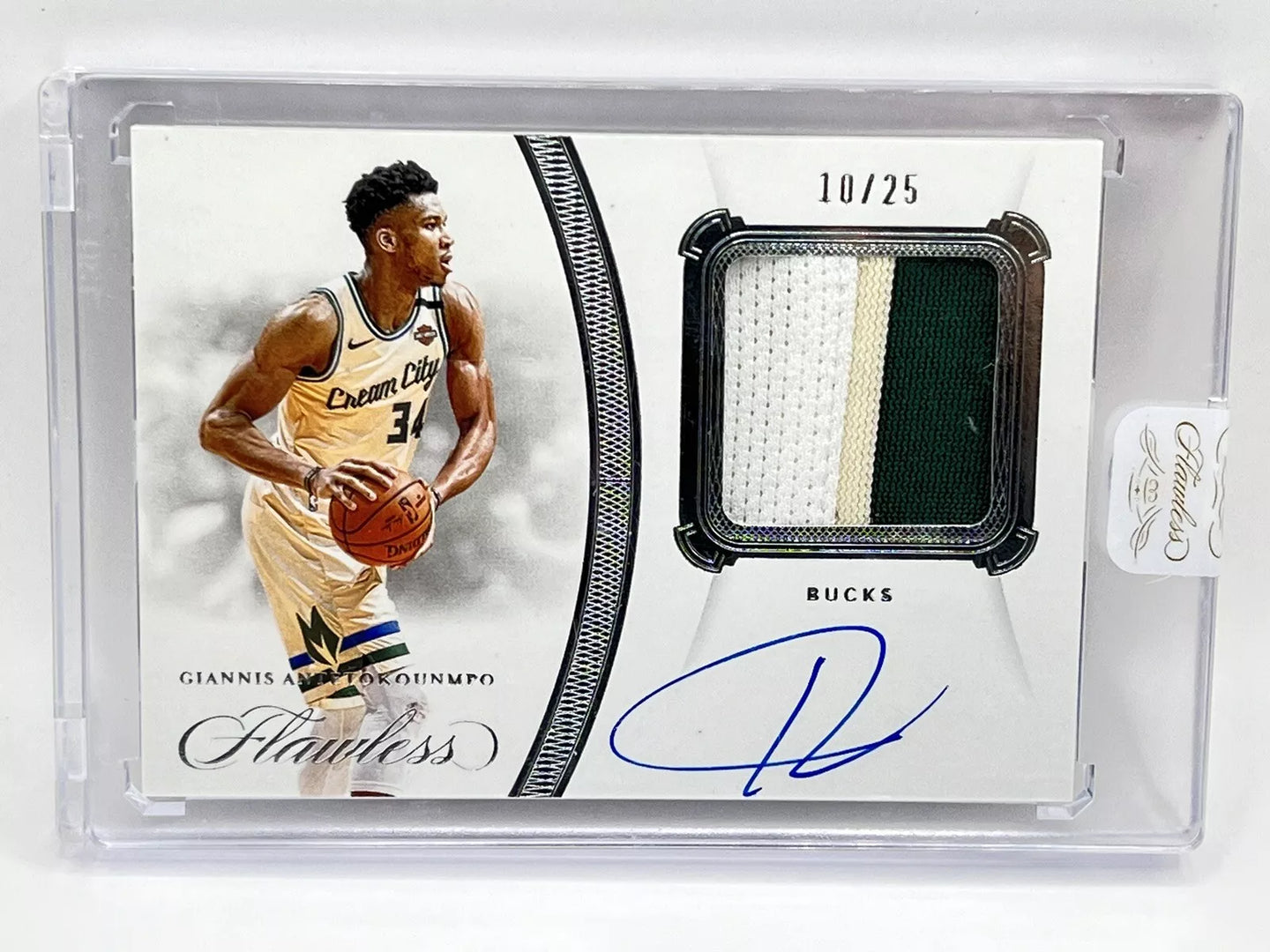 2019 Panini Flawless Giannis Antetokounmpo Game Used Patch Auto /25 Bucks