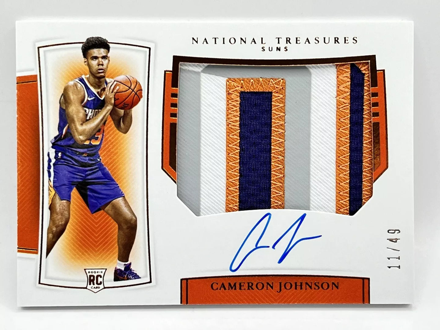 2019 Panini National Treasures Cameron Johnson Rookie Patch Auto /49 Suns