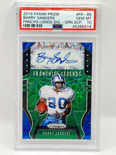 Load image into Gallery viewer, 2019 Panini Prizm Barry Sanders Franchise Legends Green Scope Auto /25 PSA 10
