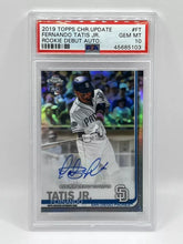 Load image into Gallery viewer, 2019 Topps Chrome Update Fernando Tatis Jr Rookie Debut Auto Ref PSA 10 Padres
