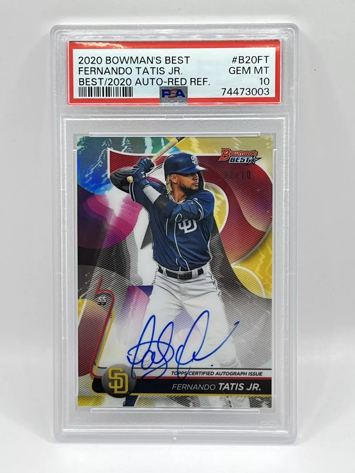 2020 Bowman’s Best Fernando Tatis Jr Red Refractor Auto /10 PSA 10 Pop 1 Padres