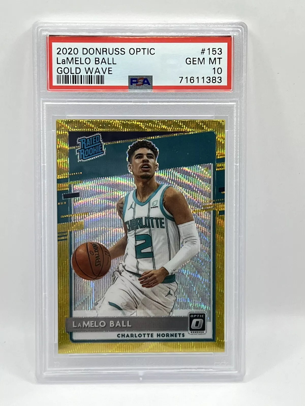 2020 Dontuss Optic Lamelo Ball Gold Wave Rookie PSA 10 Hornets