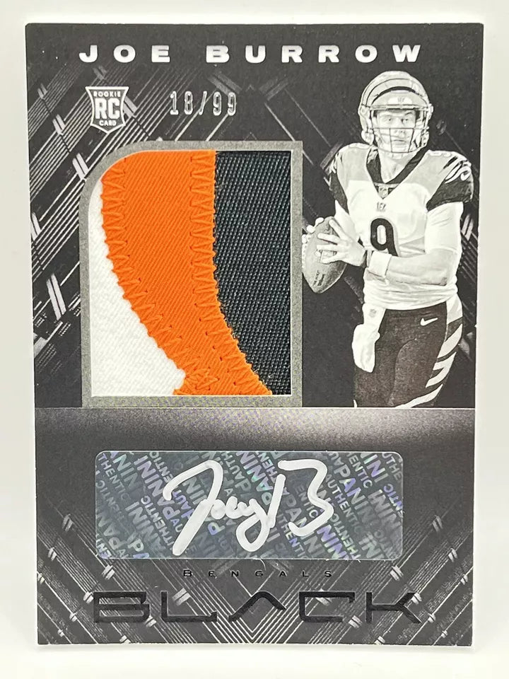 2020 Panini Black Joe Burrow Rookie Patch Auto /99 Bengals