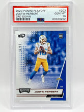 Load image into Gallery viewer, 2020 Panini Panini Playoff Justin Herbert 3rd Down Rookie /25 PSA 10 Chargers
