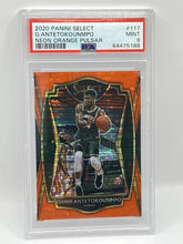 Load image into Gallery viewer, 2020 Panini Select Giannis Antetokounmpo Neon Orange Pulsar /15 PSA 9 Bucks
