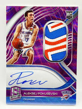 Load image into Gallery viewer, 2020 Panini Spectra Aleksej Pokusevski Pirple Wave Rookie Patch Auto 1/8 Thunder
