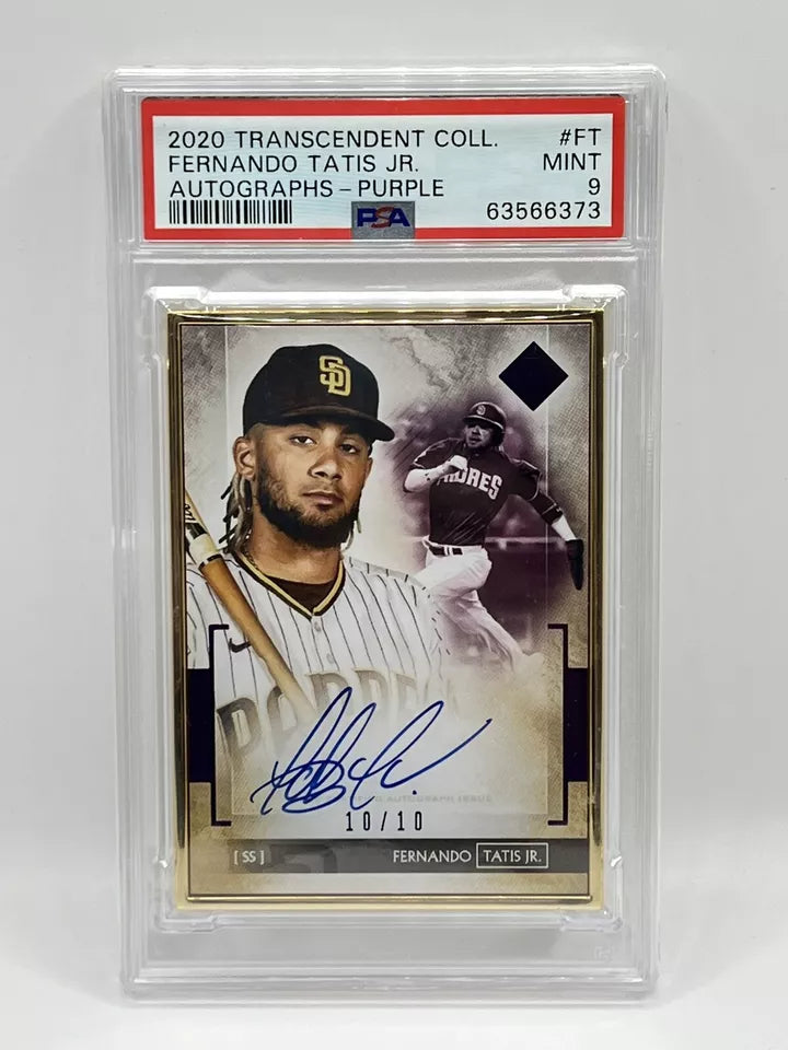 2020 Topps Transcendent Fernando Tatis Jr Purple Auto 10/10 PSA 9 Padres