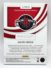 Load image into Gallery viewer, 2021-22 Immaculate Jalen Green 3 Color Patch Red /25 #RR-JG Rockets
