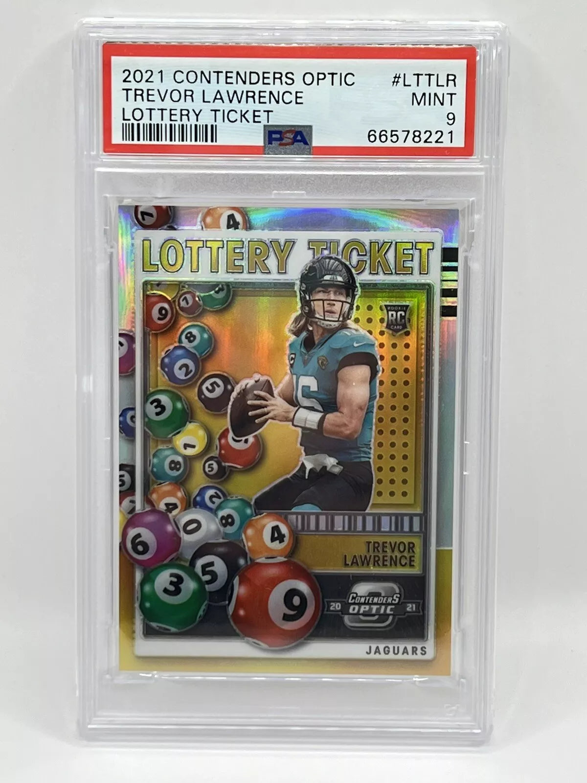 2021 Panini Contenders Optic Trevor Lawrence Rookie Lottery Ticket PSA 9 Jaguars