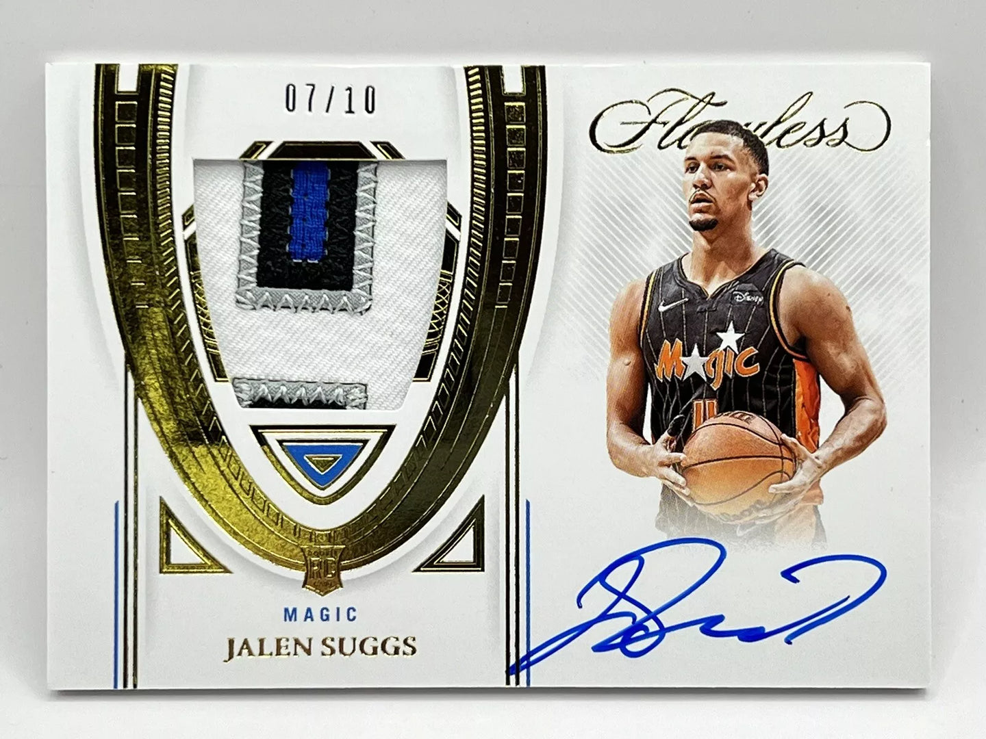 2021 Panini Flawless Jalen Suggs Gold Rookie Patch Auto 7/10 Magic