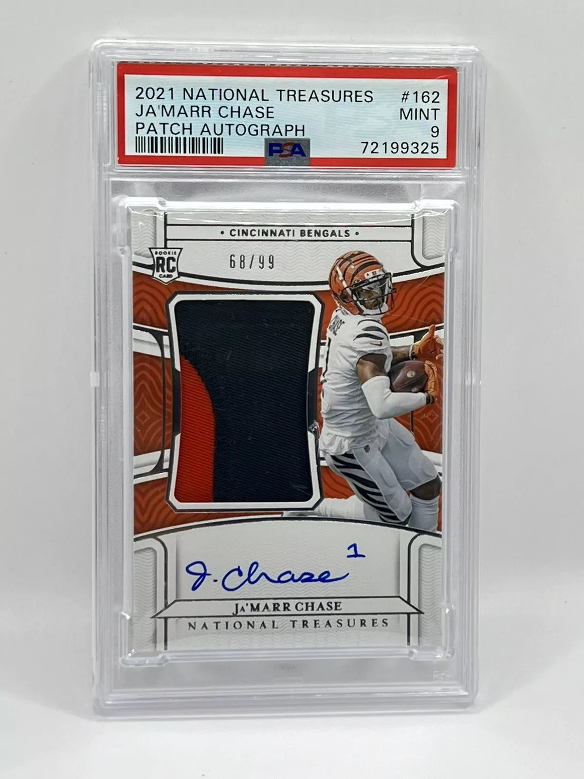 2021 Panini National Treasures Jamarr Chase True Rookie Patch Auto /99 PSA 9