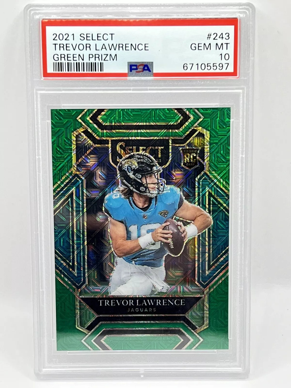 2021 Panini Select Trevor Lawrence Club Level Green Rookie /5 PSA 10 Jaguars