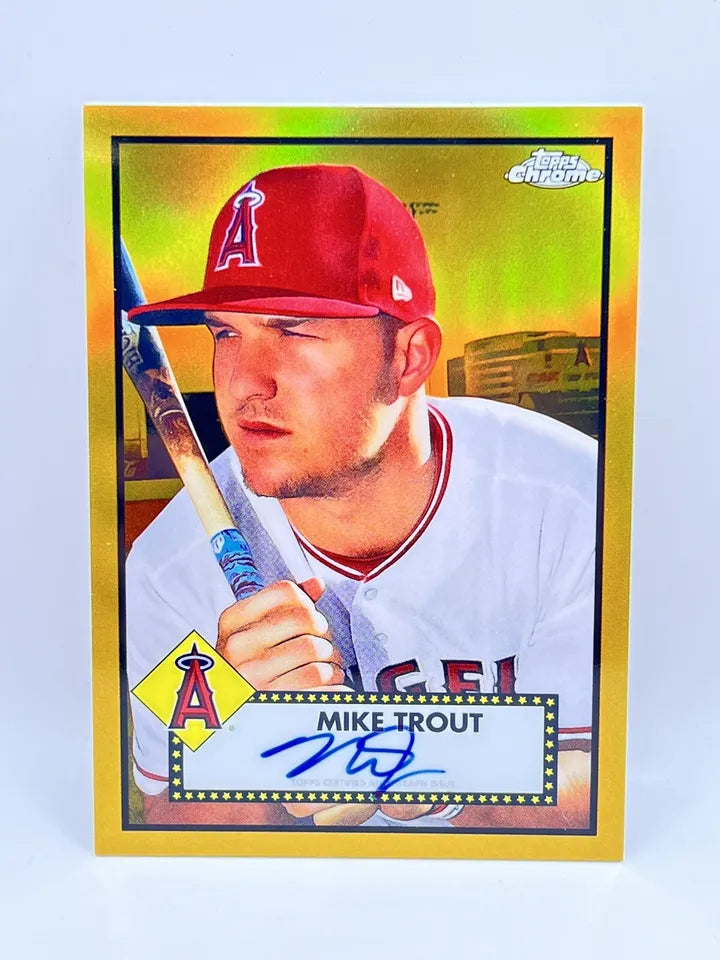 2021 Topps Chrome Platinum Anniversary Mike Trout Gold On Card Auto /50 Angels