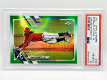 Load image into Gallery viewer, 2021 Topps Chrome Ronald Acuna Jr Green Refractor /99 PSA 10 Braves
