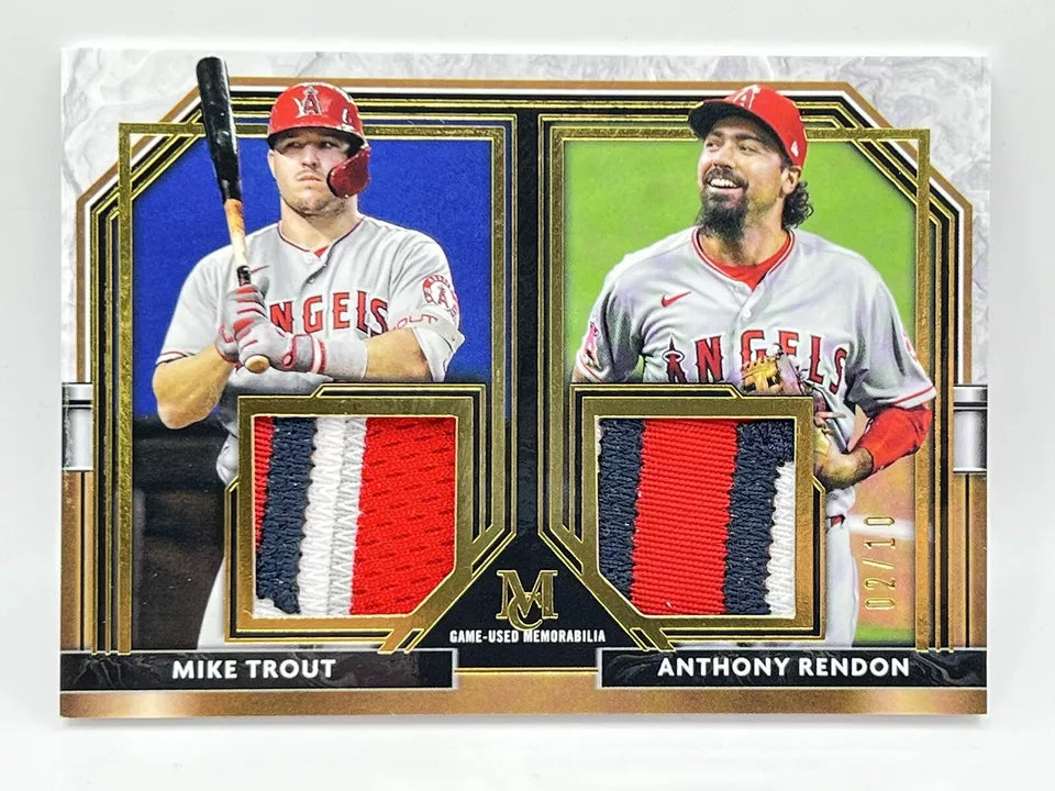 2021 Topps Museum Mike Trout Anthony Rendon Gold Dual Patch 2/10 Angels