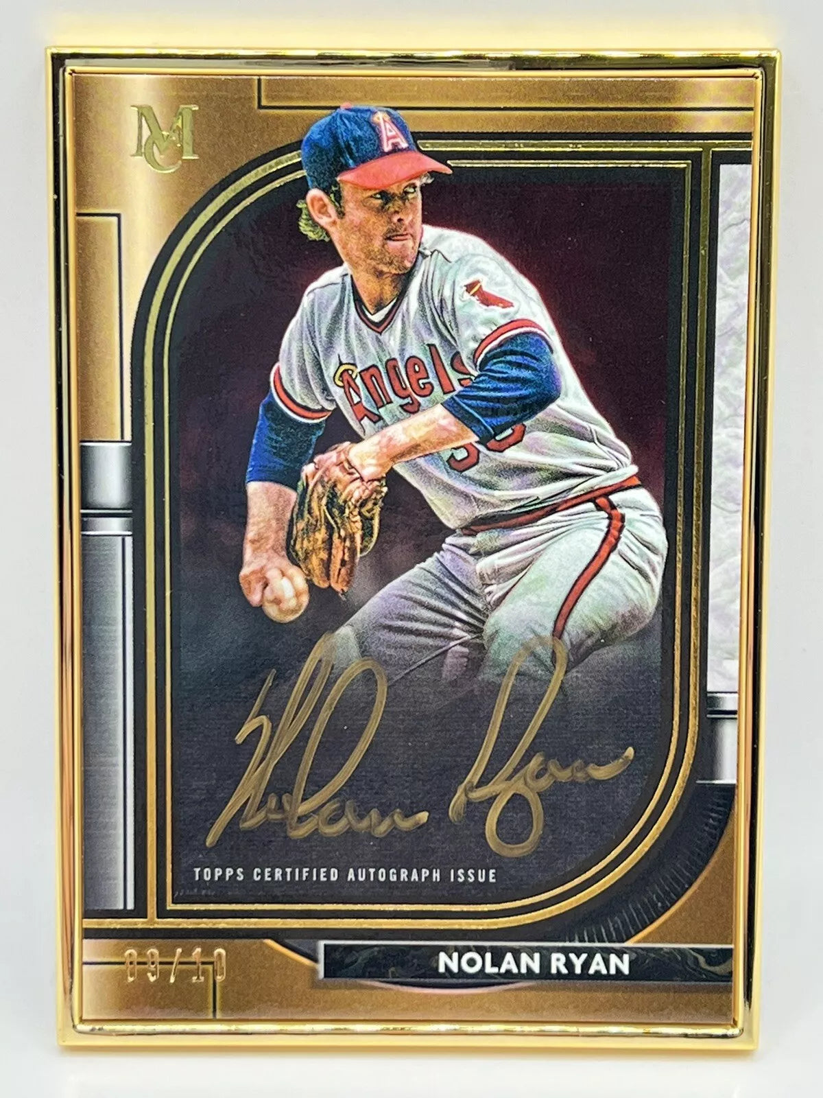 2021 Topps Museum Nolan Ryan Gold Ink Gold Framed Auto /10 Angels