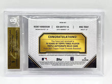 Load image into Gallery viewer, 2021 Topps Triple Threads Henderson Griffey Trout Triple Relic Auto /9 BGS 9.5
