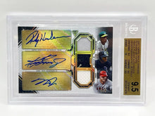 Load image into Gallery viewer, 2021 Topps Triple Threads Henderson Griffey Trout Triple Relic Auto /9 BGS 9.5
