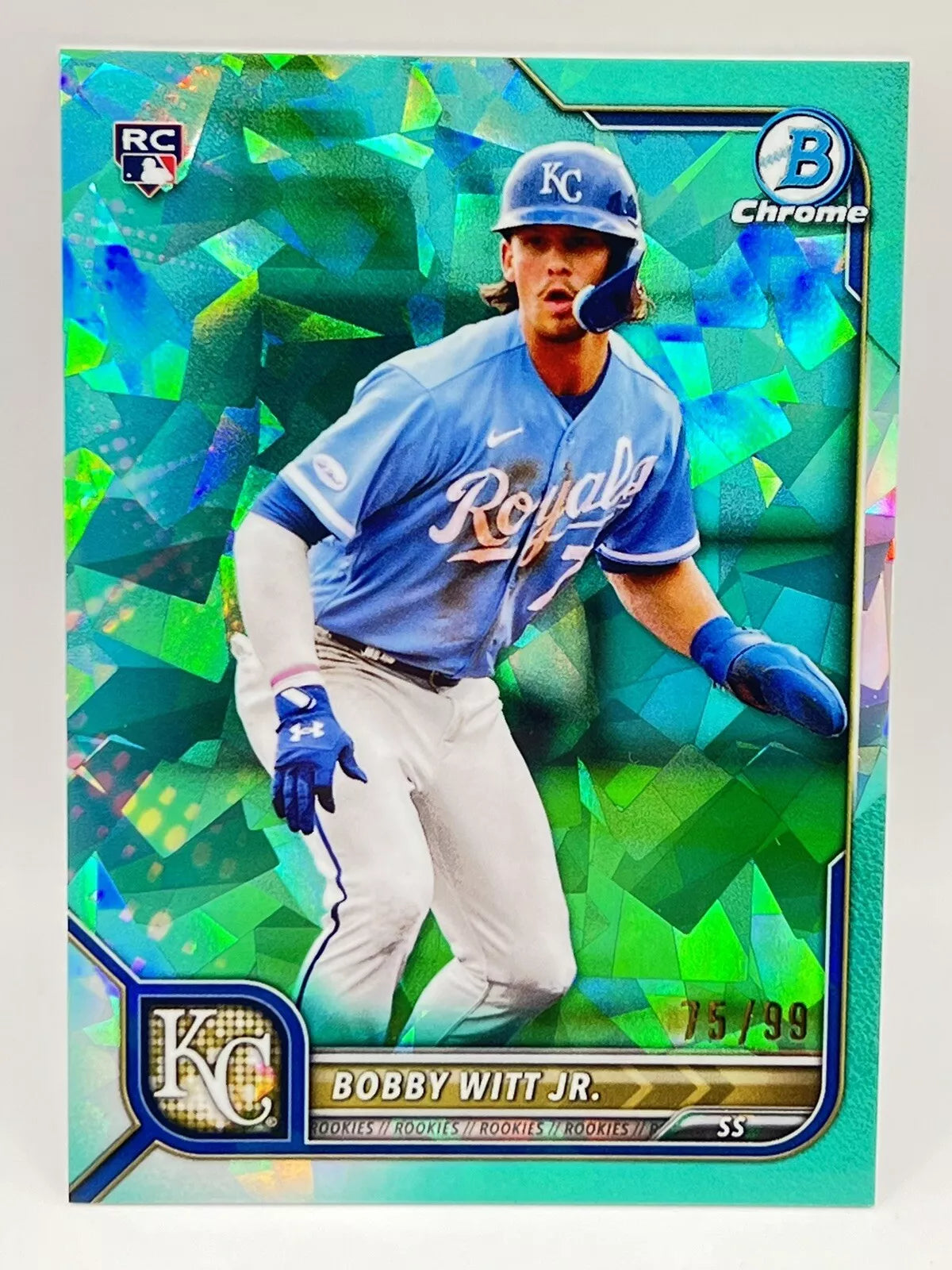 2022 Bowman Chrome Bobby Witt Jr Sapphire Rookie Aqua /99 Royals