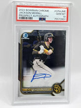 Load image into Gallery viewer, 2022 Bowman Chrome Jackson Merrill Prospect Autograph PSA 10 #CPAJME
