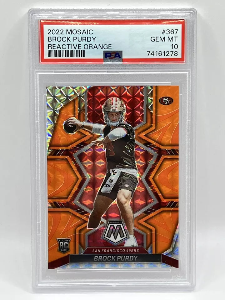 2022 Panini Mosaic Brock Purdy Reactive Orange Rookie PSA 10 49ers