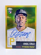 Load image into Gallery viewer, 2022 Topps Chrome Platinum Oneil Cruz Gold Rookie Auto /50 Pirates
