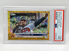 Load image into Gallery viewer, 2022 Topps Chrome Ronald Acuna Jr Sap Gold Speckle /50 PSA 9 Braves
