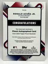 Load image into Gallery viewer, 2022 Topps Finest Ronald Acuna Jr Gold Refractor Auto 50/50 Braves
