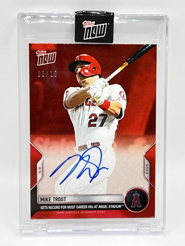 2022 Topps Now Mike Trout Auto Red /10 #1560 Angels