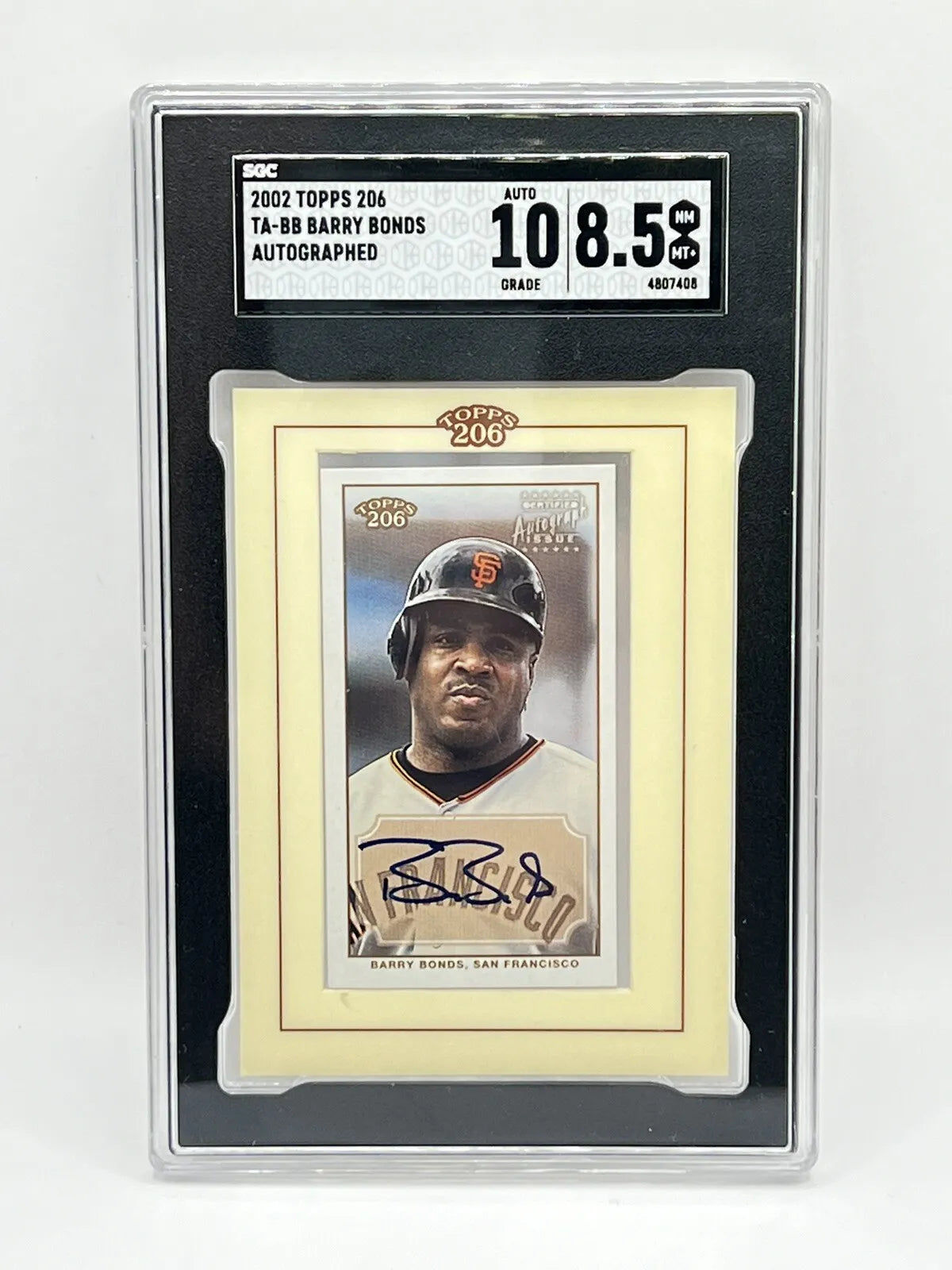 2022 Topps T206 Barry Bonds On Card Auto SGC 8.5/10 Giants