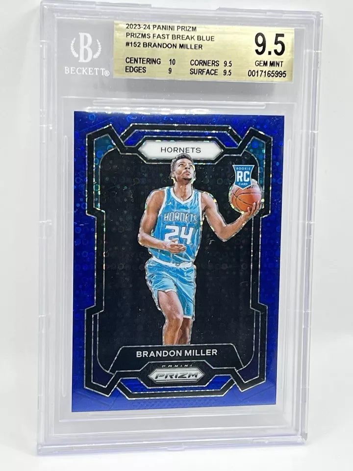 2023-24 Panini Prizm Brandon Miller RC Fast break Blue /150 BGS 9.5 #152 Hornets