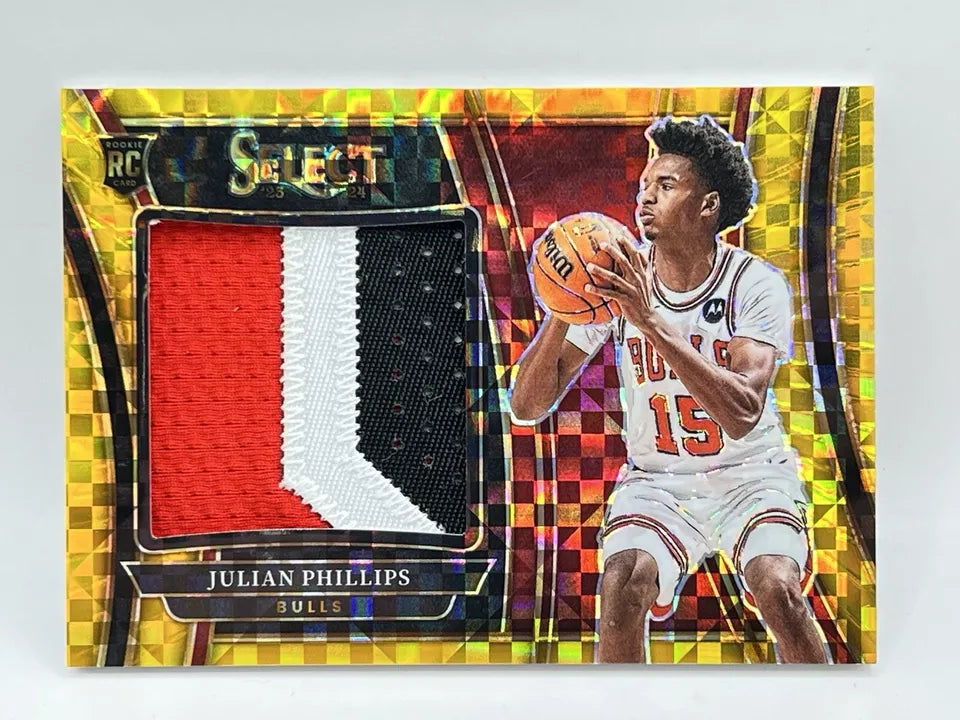 2023-24 Panini Select Julian Phillips RC Patch Gold Prizm /10 #RJS-PL Bulls